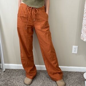 Sanctuary Rust Wide Leg Linen Blend Pants, 28